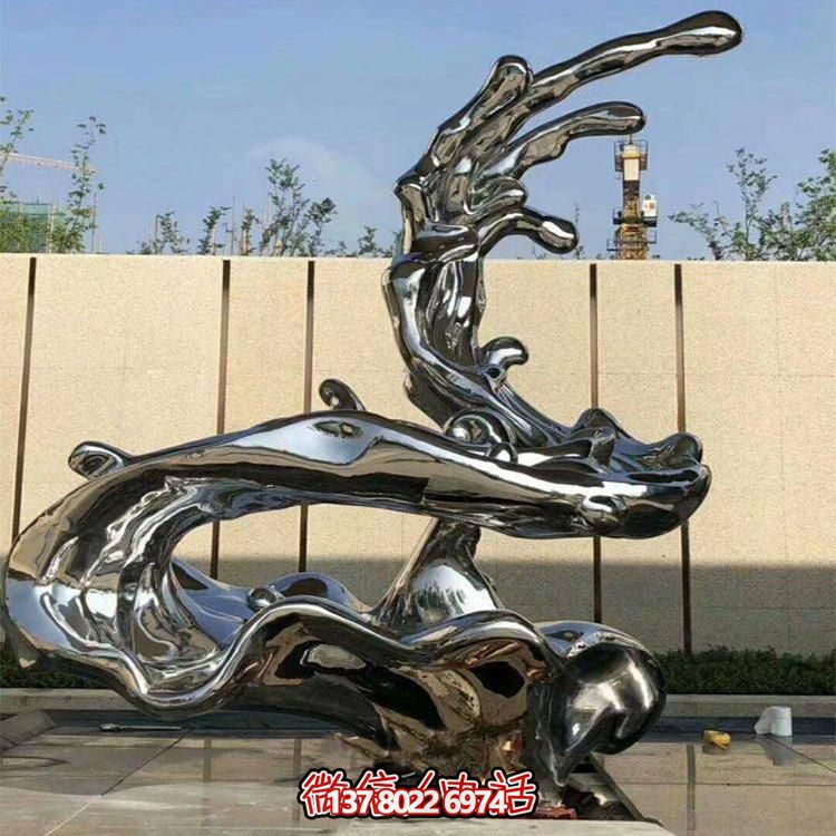 不锈钢大型海浪摆件镜面装饰