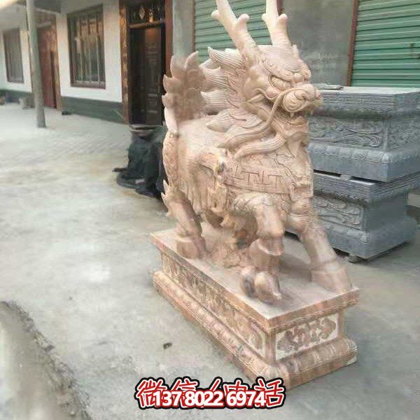 高端定制大理石石雕狮子雕塑，装点大型庭院、别墅、门口，招财又安全