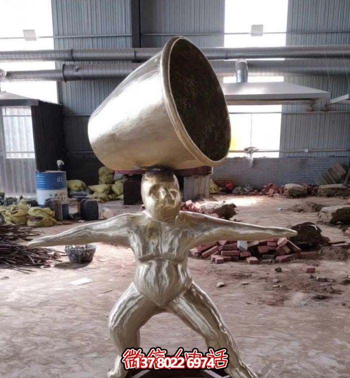 玻璃钢头顶大缸杂技演示人物雕塑