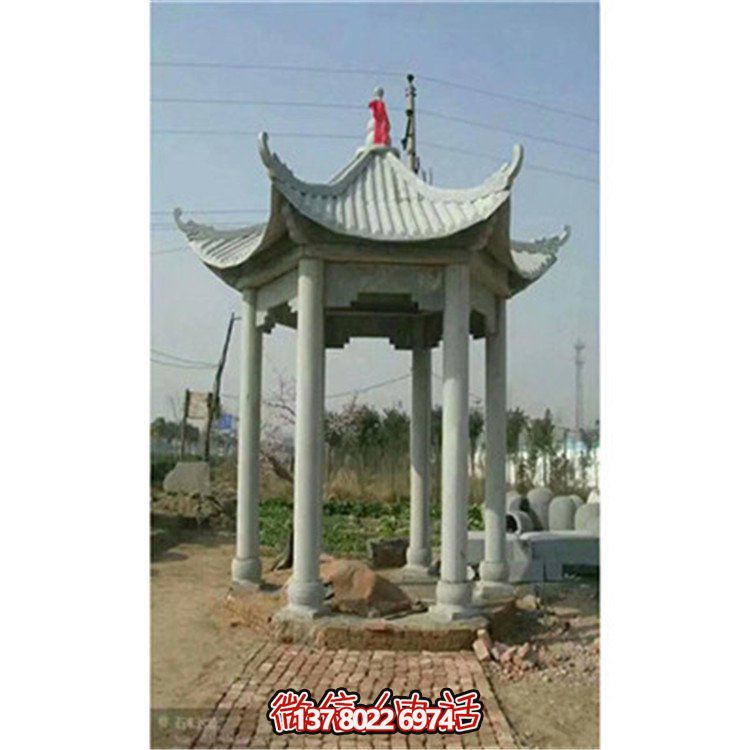 精美雕刻石头凉亭，享受乘凉休息的乐趣
