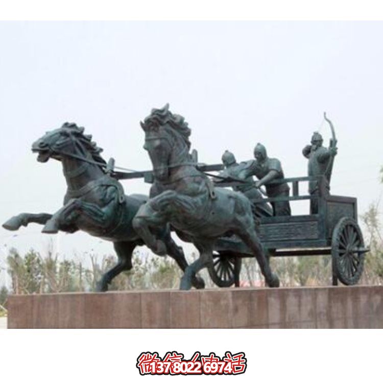 玻璃钢大型仿铜马车上人物景观