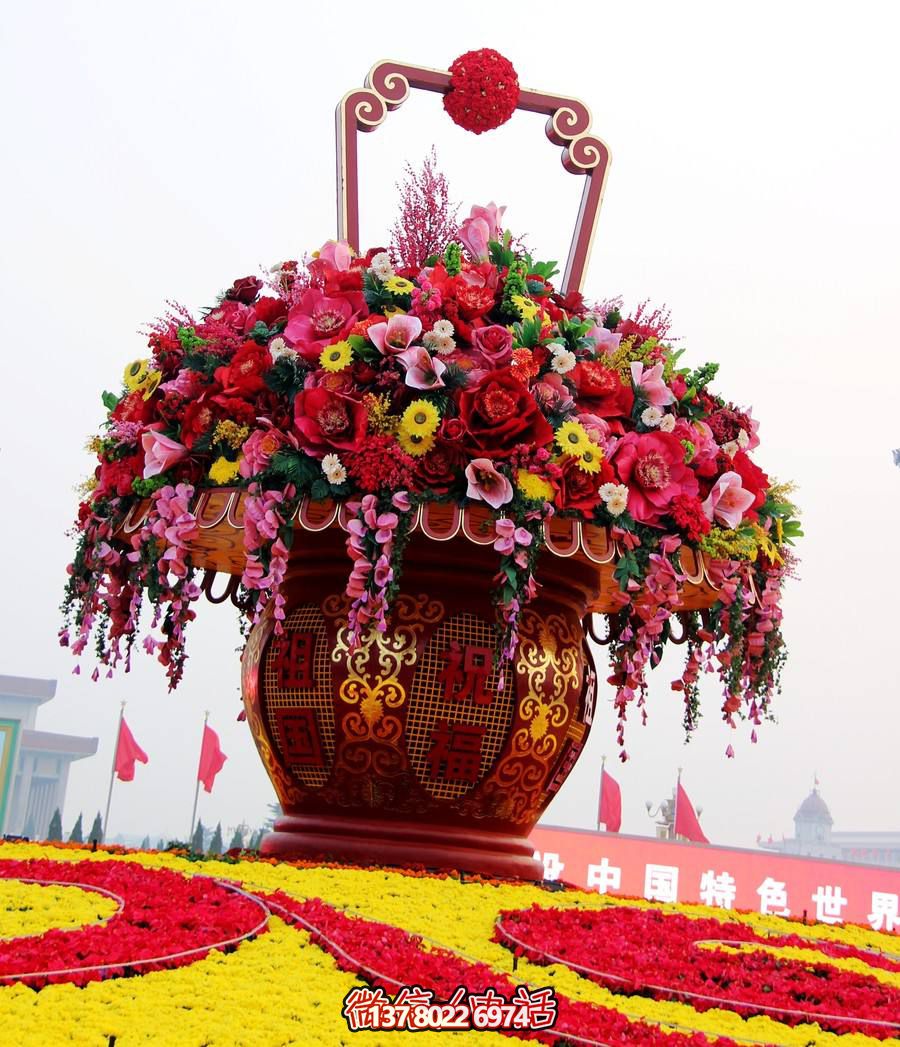 玻璃钢彩绘仿真花朵花篮雕塑——精美装饰景区 玻璃钢彩绘仿真花朵花篮雕塑——精美装饰景区