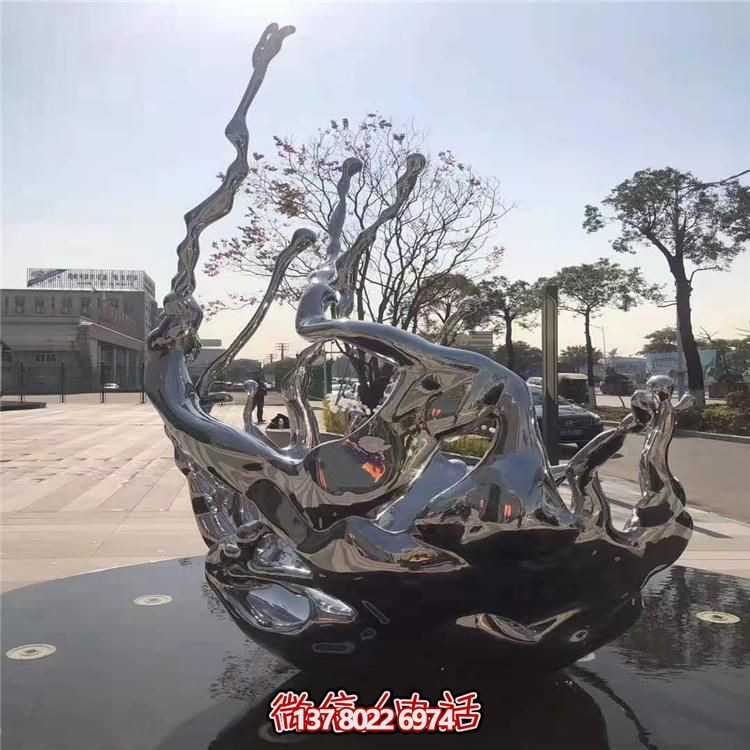 创意不锈钢浪花雕塑，美化你的户外广场