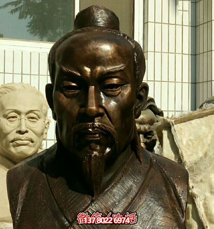 仿铜雕孟子胸像玻璃钢园林校园雕塑