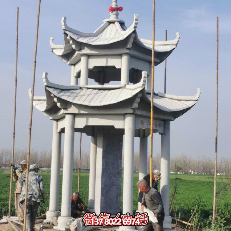 双层大理石石雕凉亭，点缀家园，打造美丽园林景观
