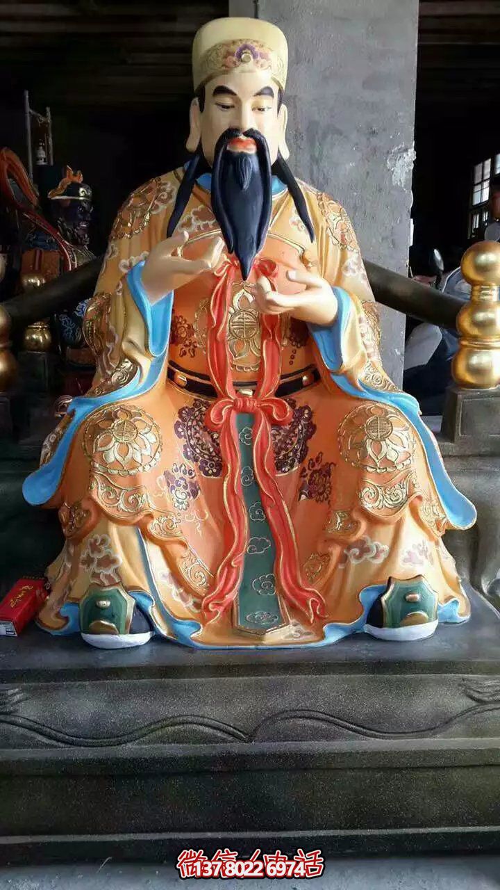 精美供奉财神雕塑，玻璃钢彩绘绚丽夺目