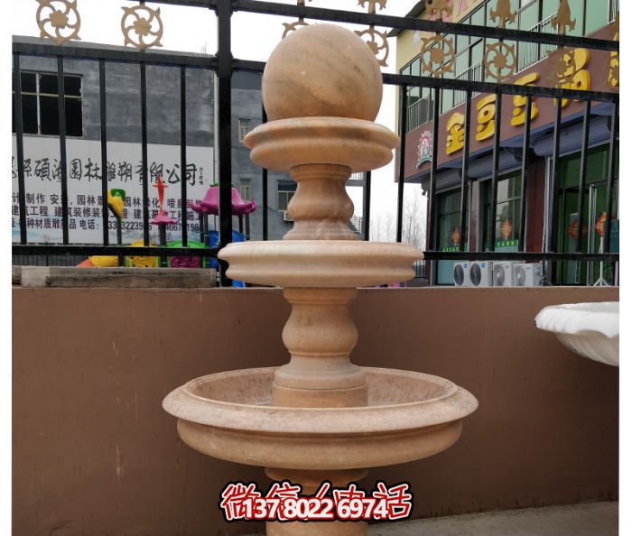 自然之美，多层风水球石雕晚霞红别墅