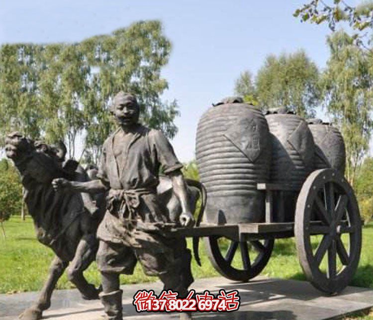 古代人物小品铜雕缸雕塑 古代人物小品铜雕缸雕塑