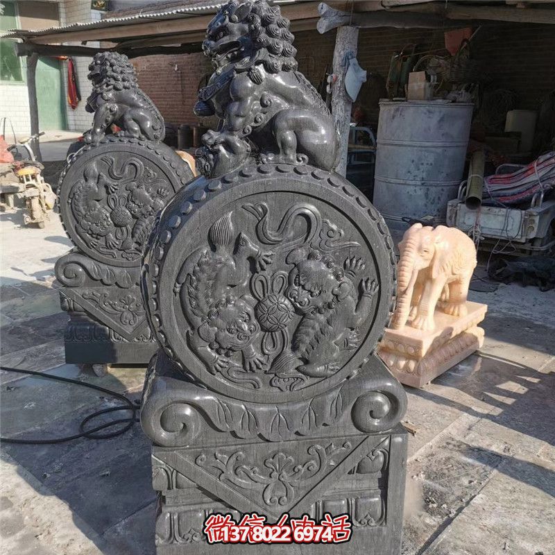 中式仿古石雕大理石鼓门墩摆件 中式仿古石雕大理石鼓门墩摆件