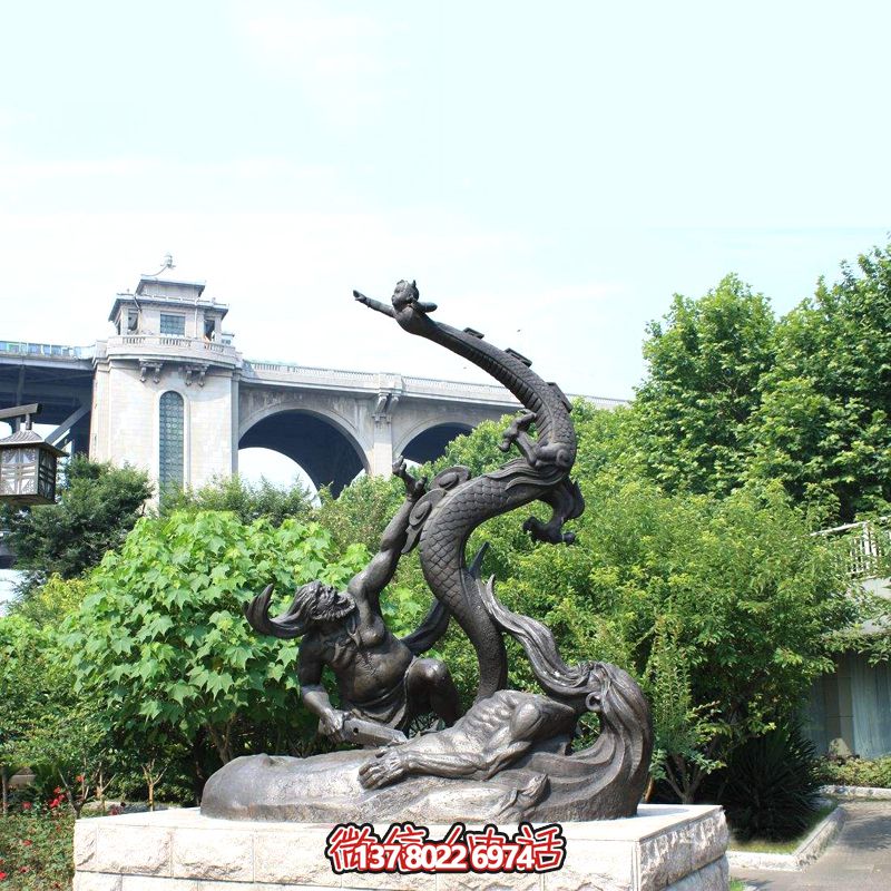 仿铜雕塑大禹治水，装饰公园广场