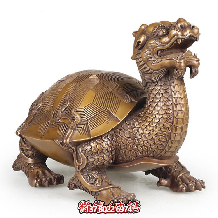 巨型铜雕龙龟雕塑，拙朴寺庙装点