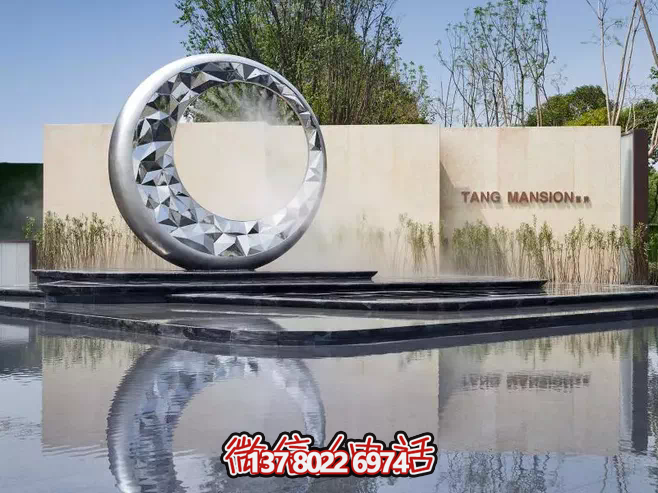 不锈钢镜面圆形景观水池雕塑 不锈钢镜面圆形景观水池雕塑