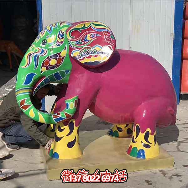 玻璃钢雕塑大象，彩绘园林景观