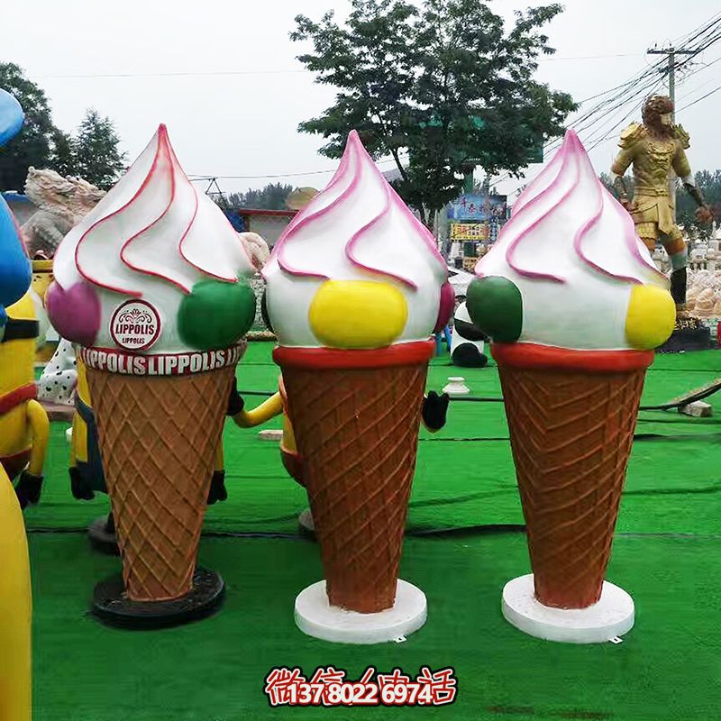 玻璃钢冰淇淋桶雕塑，让大学食堂冷饮店摆放甜甜美味
