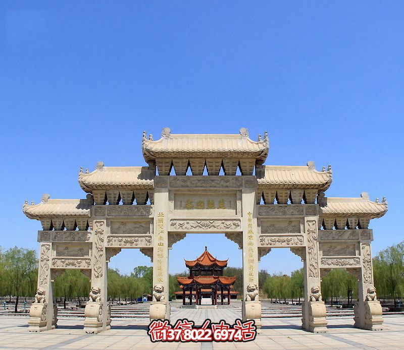 精致大型仿古花岗岩门楼牌坊 精致大型仿古花岗岩门楼牌坊