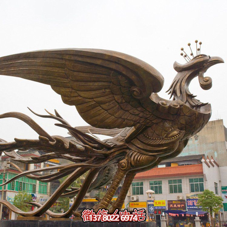 大型凤凰铜雕摆件，增添广场气派