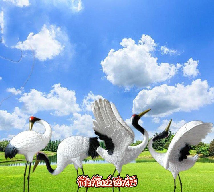 仙鹤彩绘玻璃雕塑，一次欣赏美丽风景