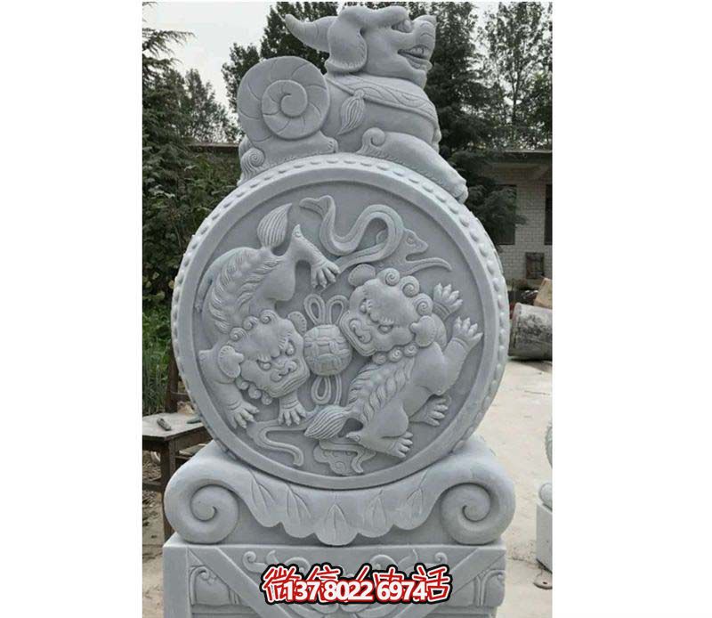 精美大理石抱鼓石雕塑，点缀园林景观