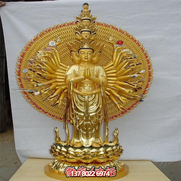 纯金打造千手观音雕塑，传承宗教文化