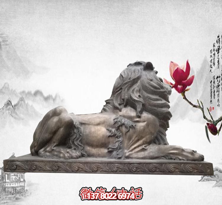不锈钢大型仿真动物卧着狮子雕塑 不锈钢大型仿真动物卧着狮子雕塑