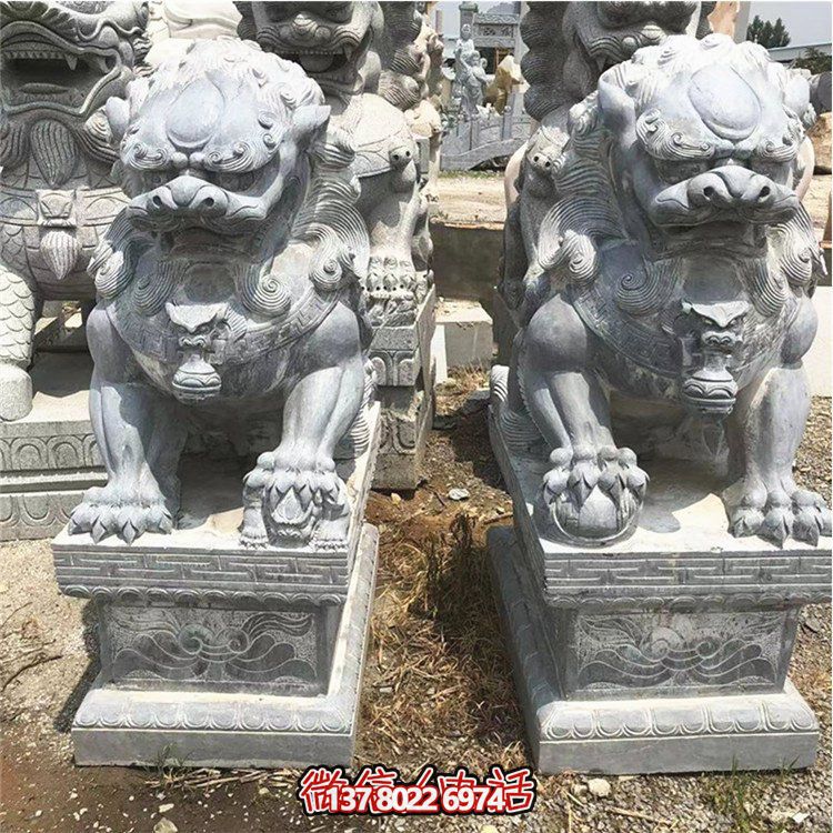 传统中式石雕青石狮子雕塑