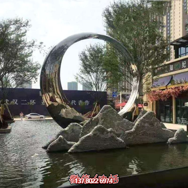专业定制不锈钢环水景假山景观雕塑 专业定制不锈钢环水景假山景观雕塑
