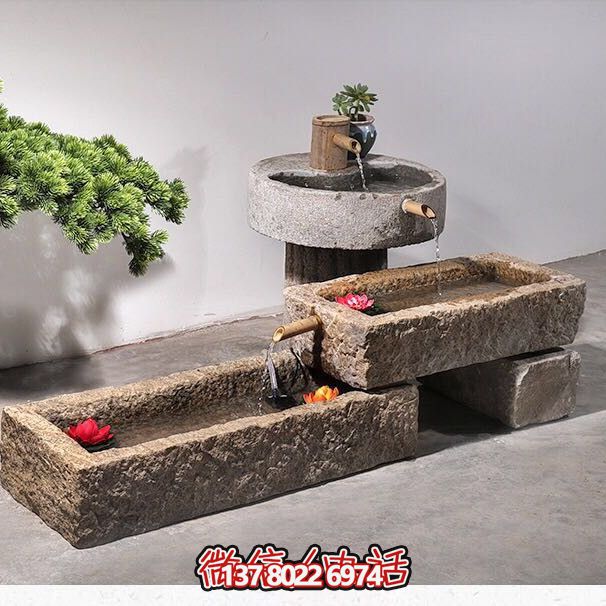 石槽组合户外鱼缸，完美景观美化家居养鱼空间