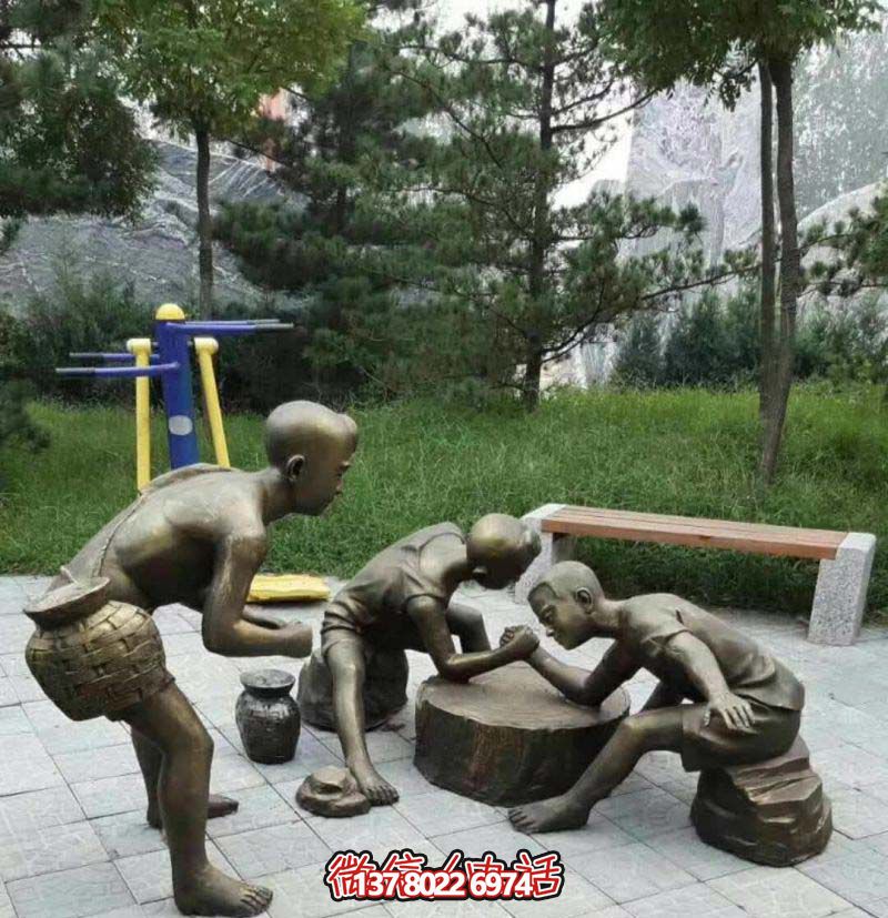 铜雕儿童雕塑，点亮公园景区