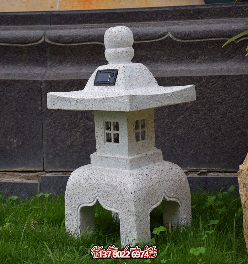 太阳能石灯，复古中式装饰户外景观灯
