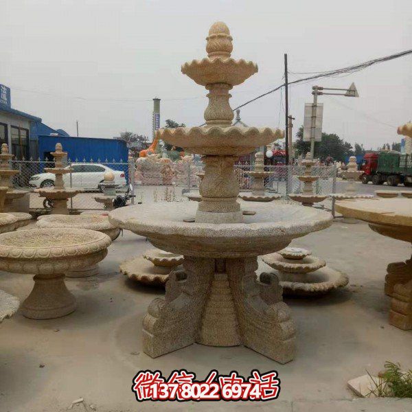 欧式多层石雕雕塑工艺品精美喷泉装饰品