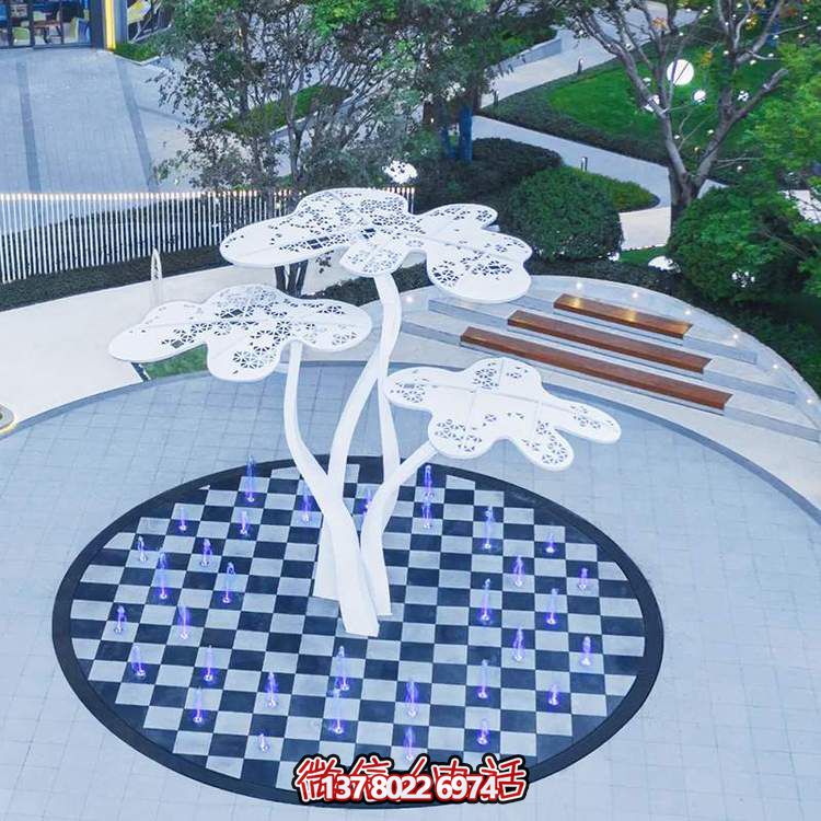 现代风格不锈钢镂空树雕塑景观装置
