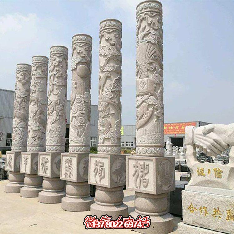大理石石雕龙柱，给你家户外广场带来全新的装饰效果