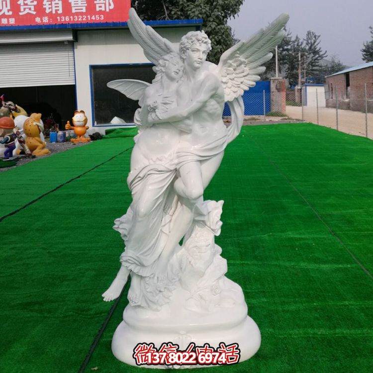 爱神附体西方情侣男女汉白玉天使雕塑 爱神附体西方情侣男女汉白玉天使雕塑