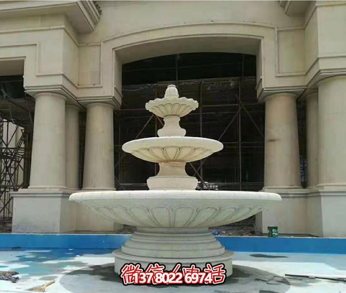 多层喷泉石雕结合的户外水景饭店 多层喷泉石雕结合的户外水景饭店