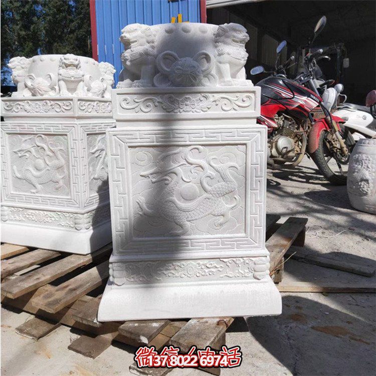 汉白玉仿古古建顶风水基石雕柱墩家用装饰