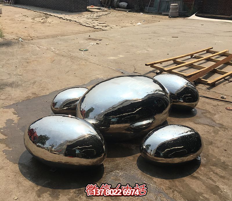 景区创意不锈钢镜面鹅卵石雕塑 景区创意不锈钢镜面鹅卵石雕塑