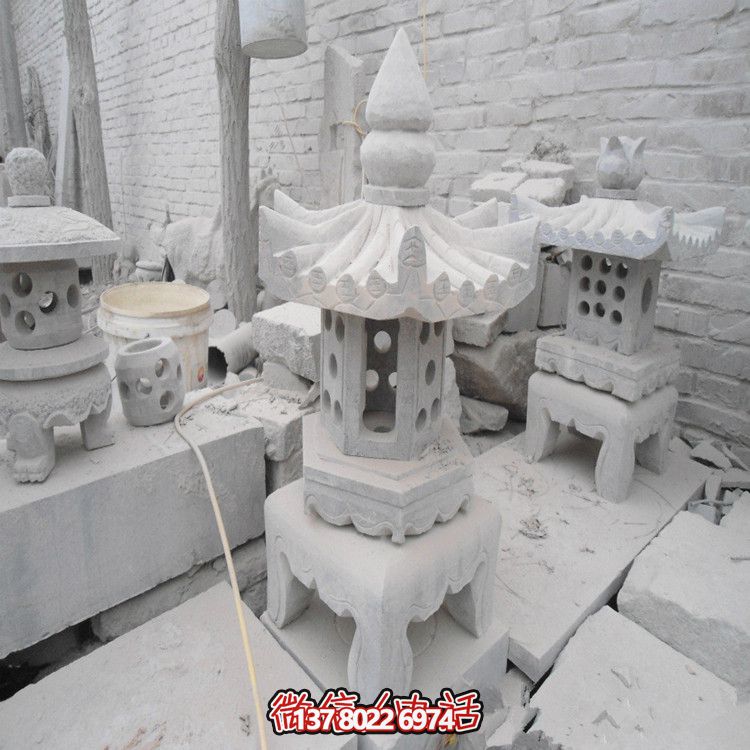 精美石灯镂空大理石装饰摆件，点亮你的汉白玉庭院