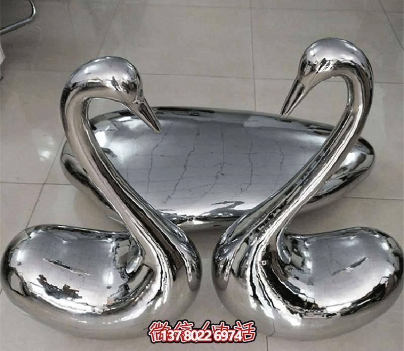 不锈钢镜面爱心天鹅雕塑 不锈钢镜面爱心天鹅雕塑