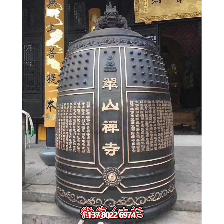 铜挂钟祈福雕塑，神圣安宁禅心