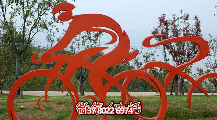 不锈钢彩绘骑自行车人物雕塑 不锈钢彩绘骑自行车人物雕塑