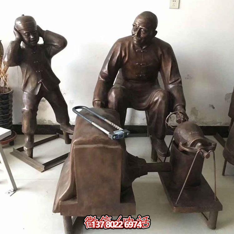 玻璃钢仿铜民俗爆米花人物小品摆放步行街