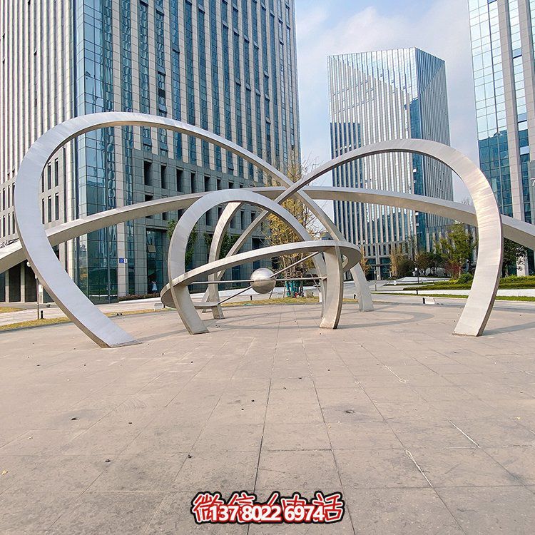 不锈钢雕塑梅花鹿，现代几何园林景观装饰