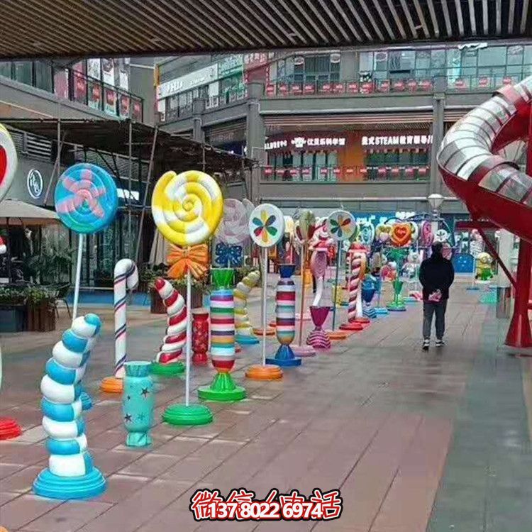 彩绘玻璃钢儿童乐园棒棒糖雕塑