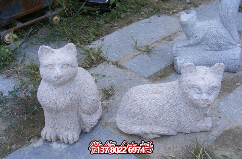 室外装饰大理石石雕卧着猫雕塑 室外装饰大理石石雕卧着猫雕塑