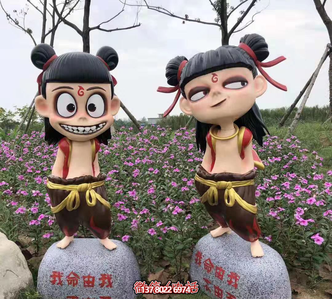 哪吒彩绘玻璃钢雕塑，为公园广场带来独特艺术氛围