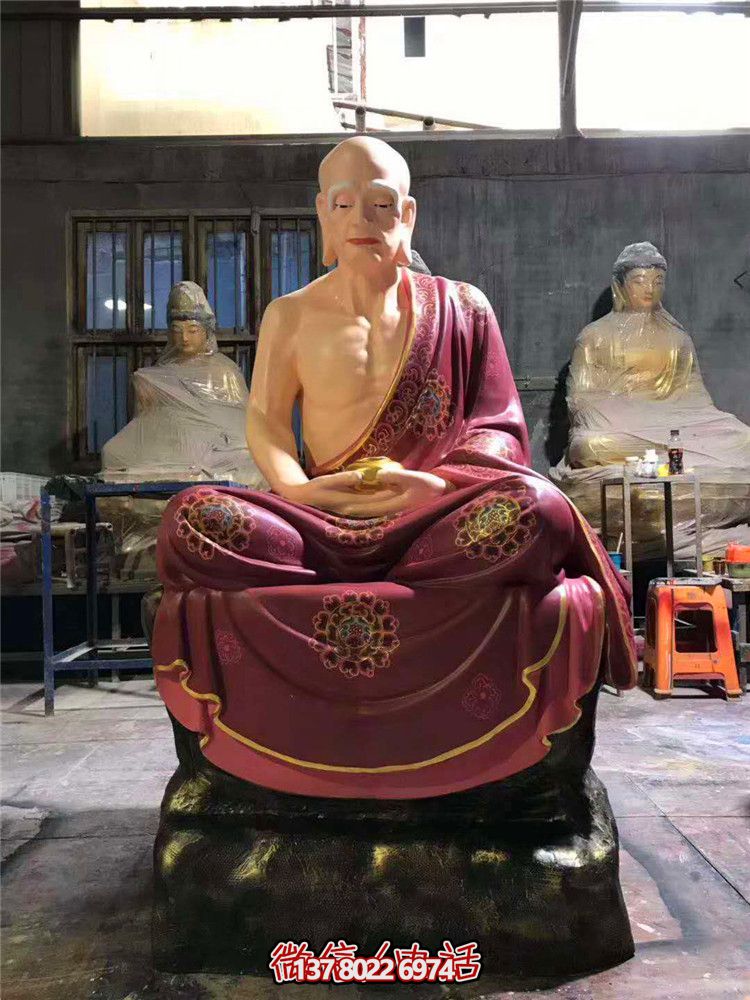 玻璃钢彩绘寺庙十八罗汉雕塑 玻璃钢彩绘寺庙十八罗汉雕塑