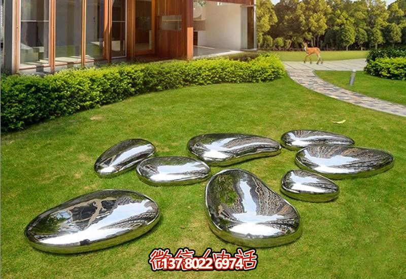 创意不锈钢水滴鹅卵石镜面雕塑 创意不锈钢水滴鹅卵石镜面雕塑