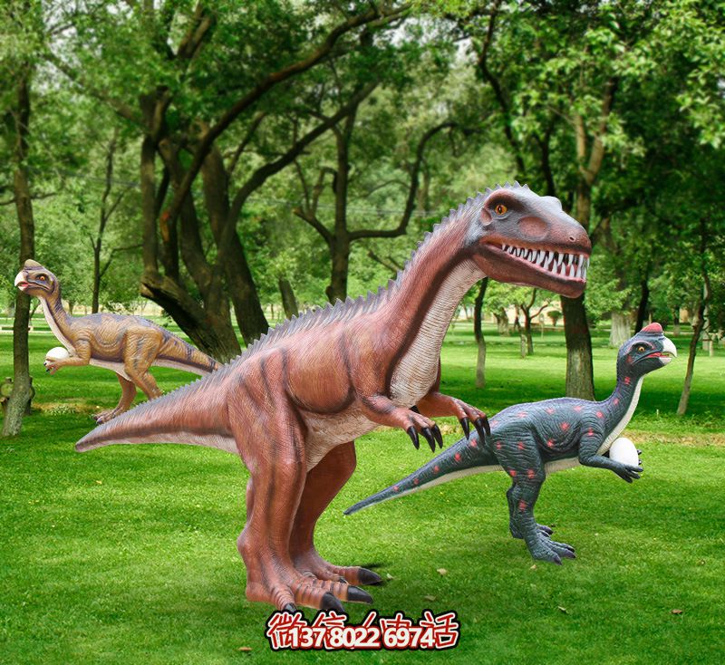不锈钢恐龙彩绘雕塑——活力草坪装置 不锈钢恐龙彩绘雕塑——活力草坪装置