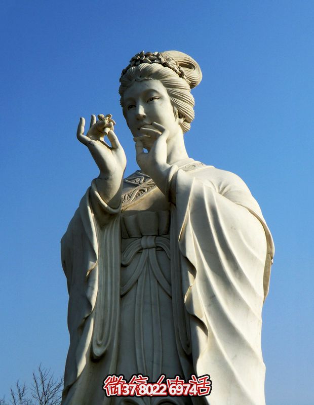 花神杏花二月美女汉白玉雕像 花神杏花二月美女汉白玉雕像