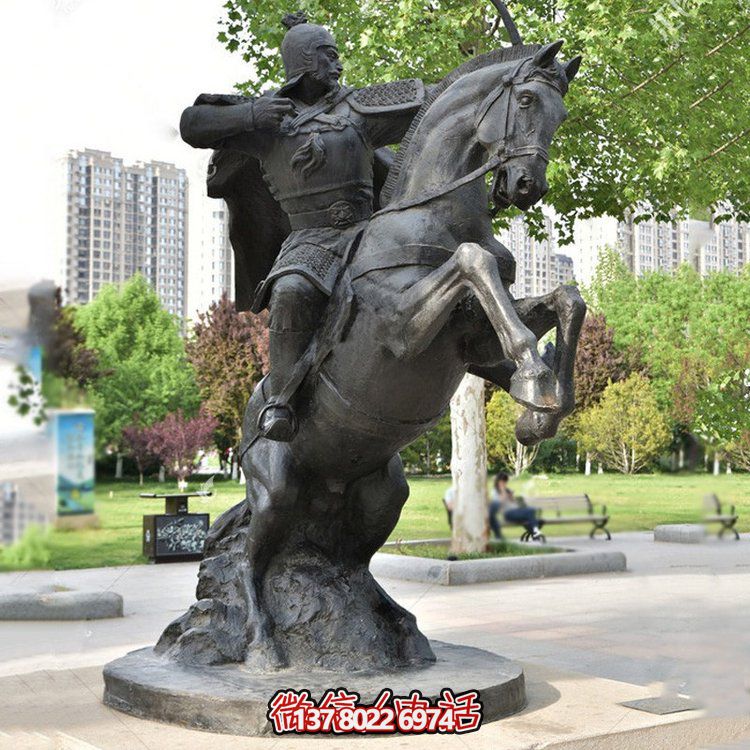 高端室外仿铜骑马人物雕塑
